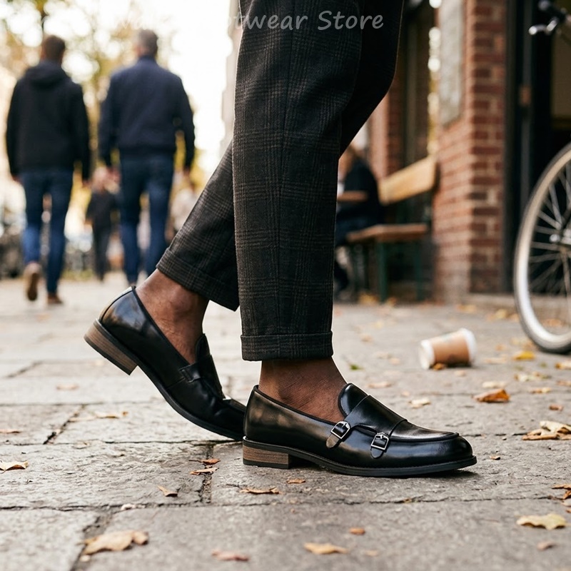 Men Double Buckle Loafers Vint - đánh giá và giá Men Shoes Formal