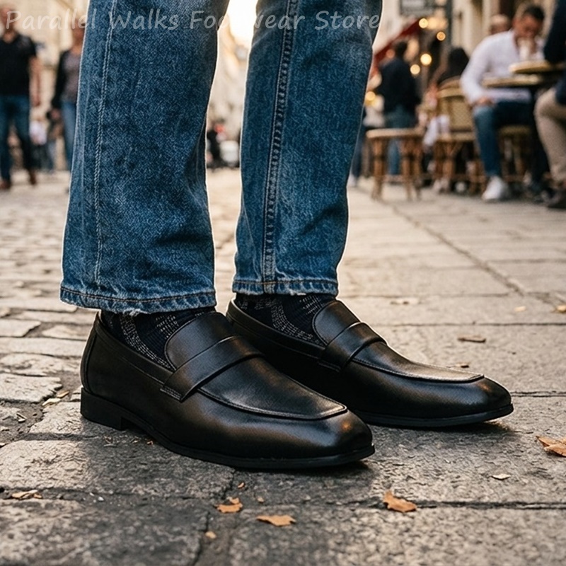 Men Black Leather Penny Loafer - đánh giá và giá Men Shoes Formal