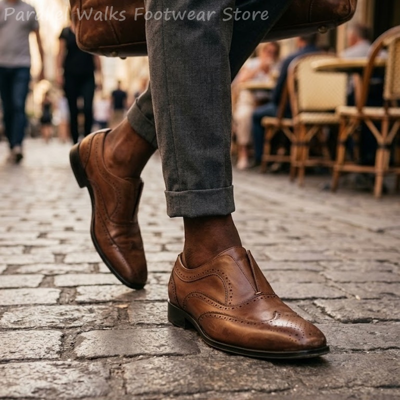 Mens Brown Leather Brogue Shoe - đánh giá và giá Men Shoes Formal